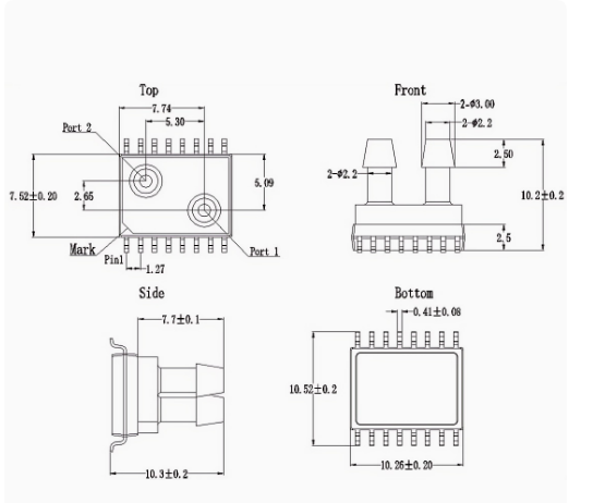 3.3 或 5V高精度SOP8差压数字压力传感器芯片医疗保键健身器材用